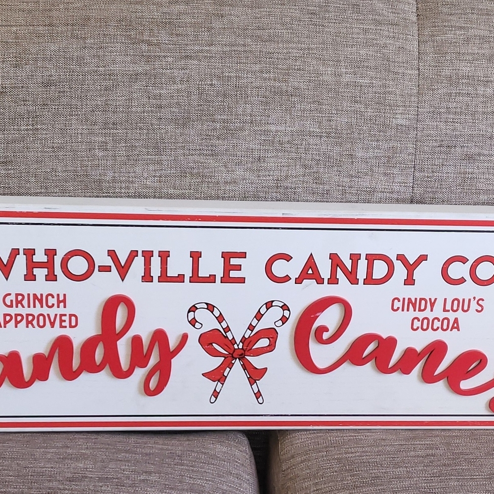 Who-Ville Candy Co. Red and White Holiday Sign
